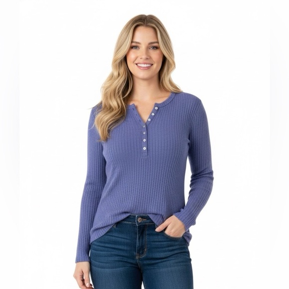 LUCKY Brand linen blend purple knit thermal top size small - Picture 1 of 8